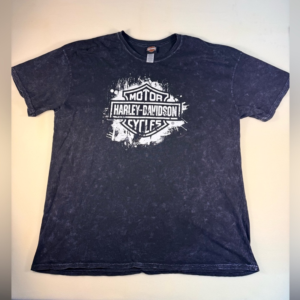 Harley-Davidson Black Mineral Wash T-Shirt with White Logo Mens 3xl